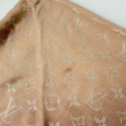 Louis Vuitton Shawl Monogram Pink Silk Wool Vintage Scarf — view 7