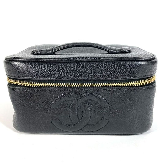 Chanel Handbag CC Coco Logo Caviar Leather Black
