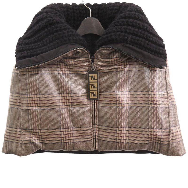 Fendi Zip Up Short Cape Faa406 Size 38 Wool Elastane Polyester Brown Outerwear