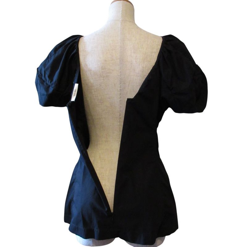Celine Phoebe Period Short Puff Sleeves Back Zipper Blouse Cut and Sewn 36