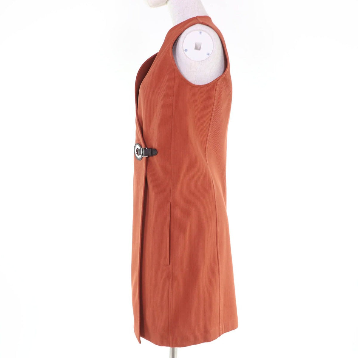 Hermes Cotton Leather Sleeveless Dress Orange 36 — view 2