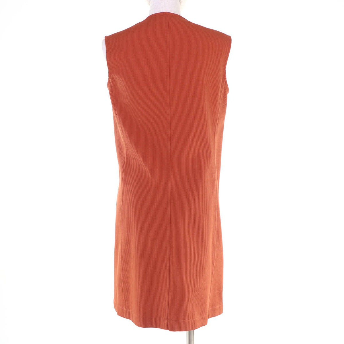 Hermes Cotton Leather Sleeveless Dress Orange 36 — view 3