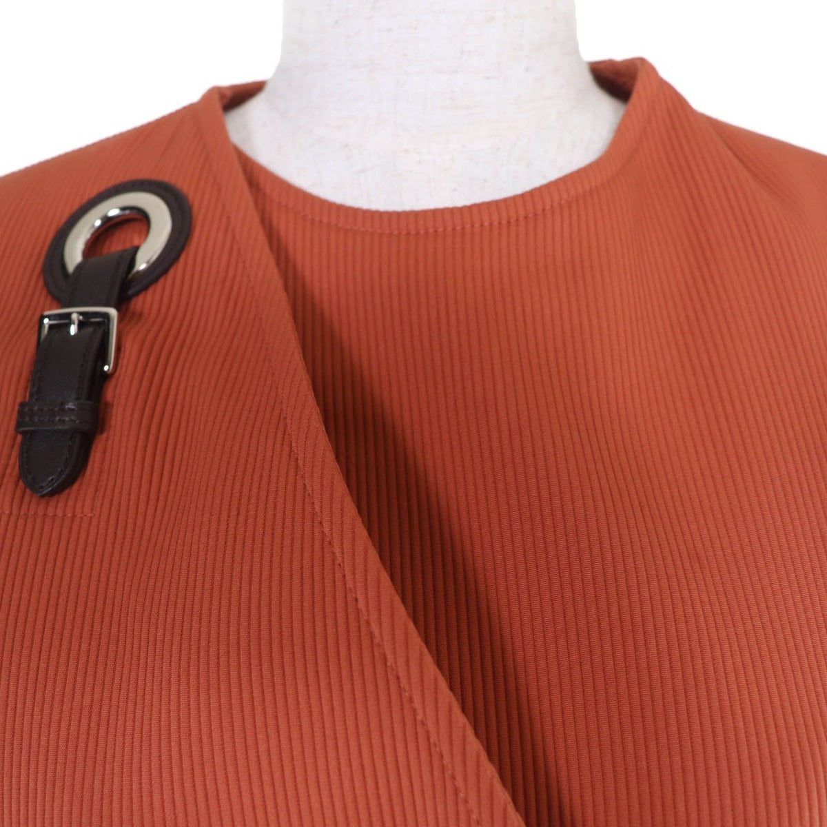 Hermes Cotton Leather Sleeveless Dress Orange 36 — view 4