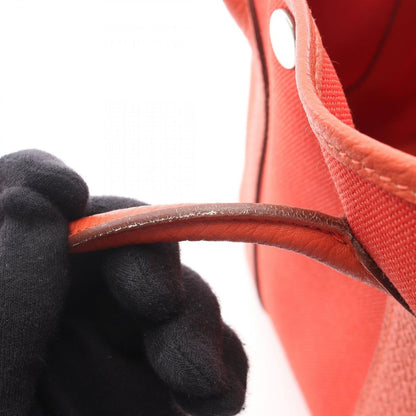 Hermes Tote Garden Party TPM Red Capucines Canvas Leather — view 11