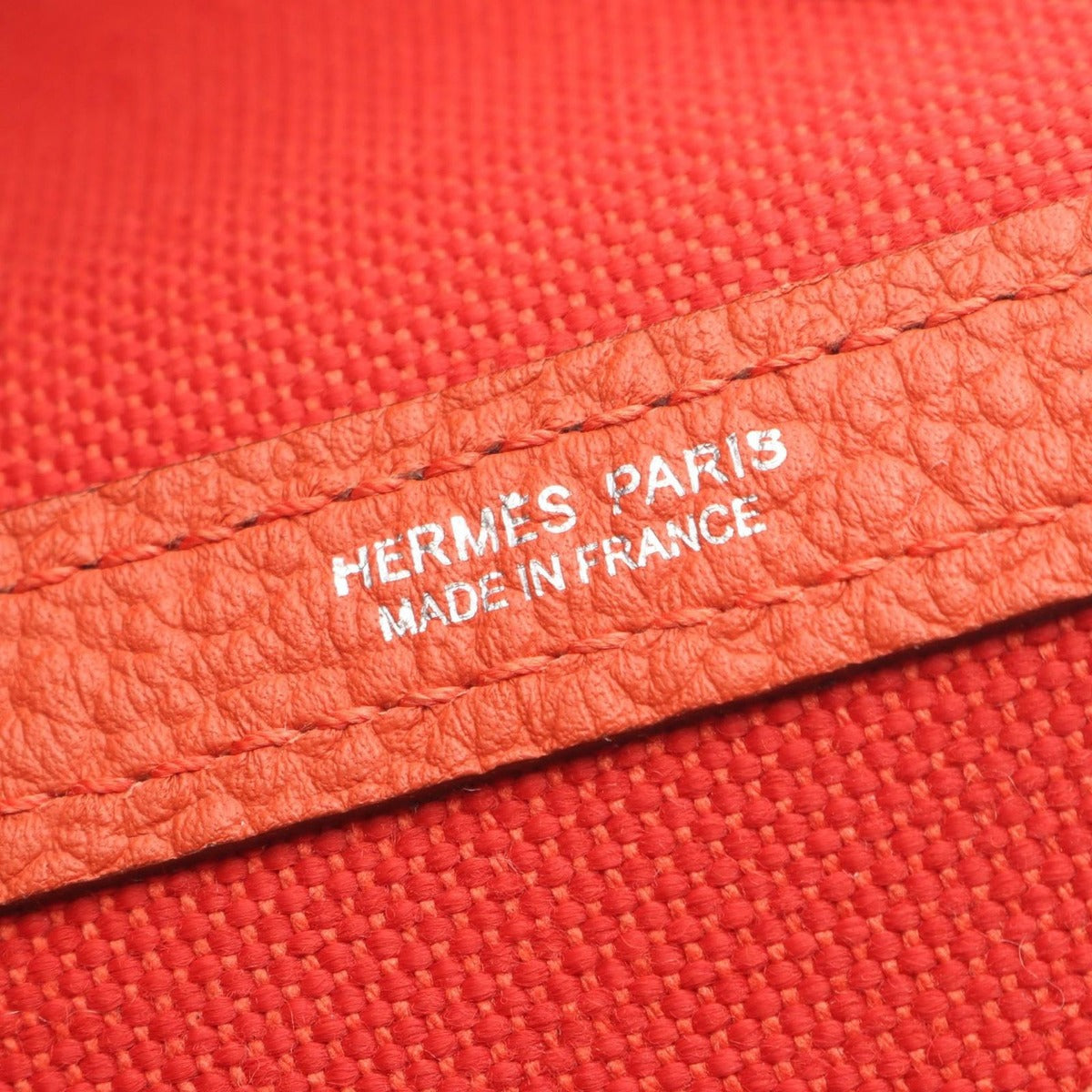 Hermes Tote Garden Party TPM Red Capucines Canvas Leather — view 4