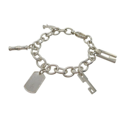 Gucci 5 Charm Bamboo G Logo Dog Tag Icon Bracelet Silver 925 0524