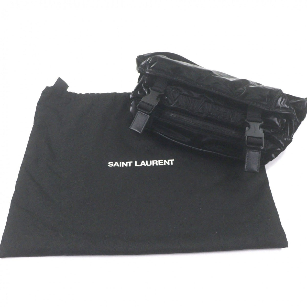 Saint Laurent Paris Nylon Embroidery Belt Bag Black — view 2