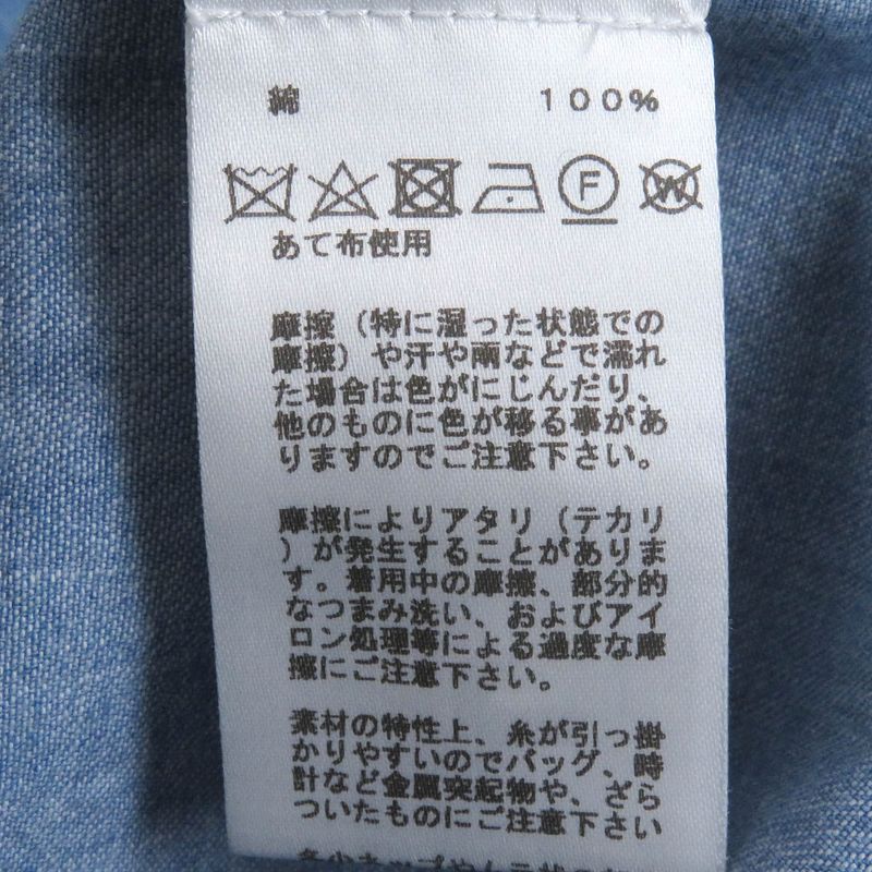 Hermes 23SS Cotton Half Button Patch Pocket Pullover Short Sleeve Shirt Indigo