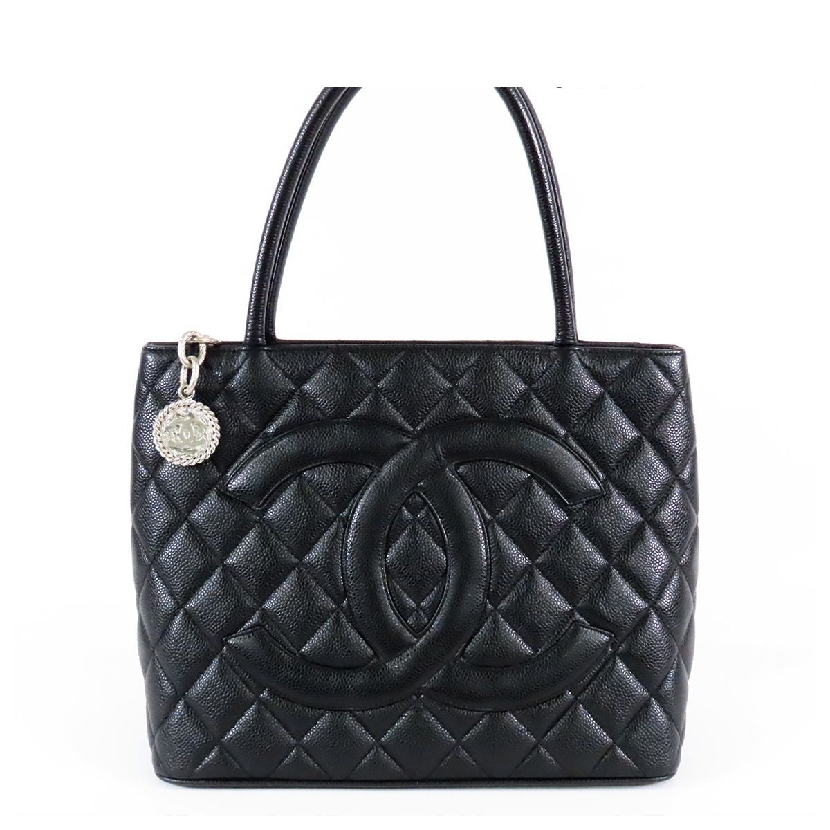 Chanel Reissue Tote Bag Black Silver Caviar Leather Quilted Stitch