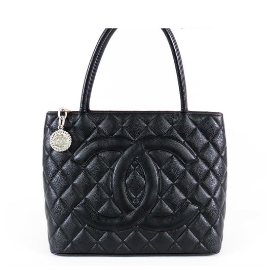 Chanel Reissue Tote Bag Black Silver Caviar Leather Quilted Stitch