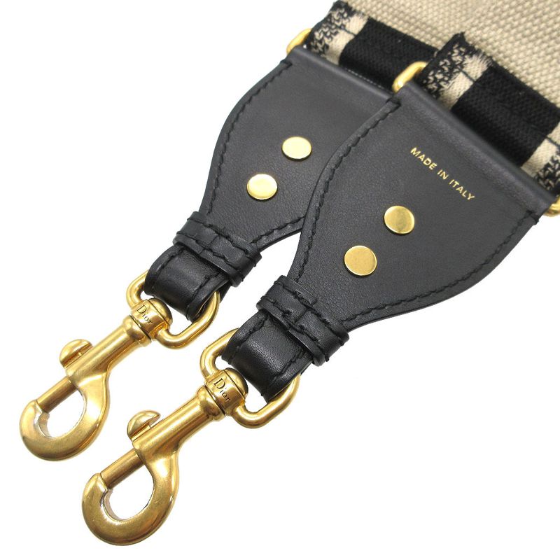 Christian Dior Logo Canvas Leather Black Shoulder Strap 0284 Christian Dior