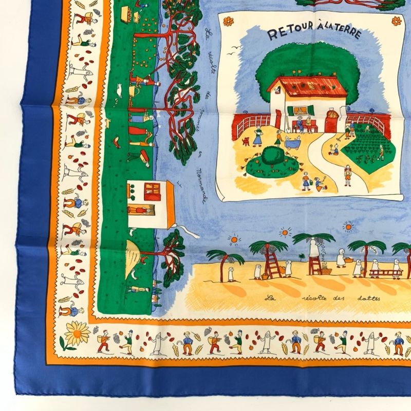 Hermes Carre 90 Retour A LA Terre Homeward Bound 100% Silk Scarf