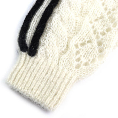 Gucci×adidas Gucci×adidas 721504 Trefoil Three Stripes Mohair Knit Pants Ivory