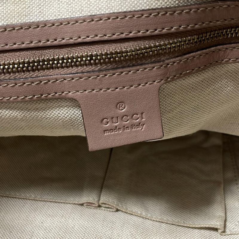 Gucci Shoulder Bag Bree Stripe Line 323673 Pink Beige Leather