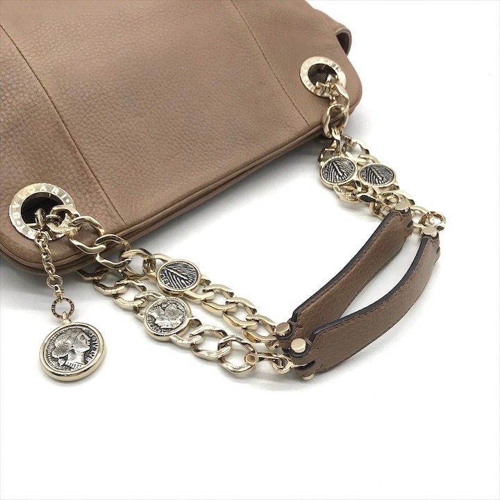 Bvlgari Monet Leather Chain Hand Bag Beige