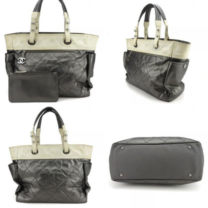 Chanel Tote Bag Paris Biarritz GM Coated Canvas Silver Ivory Silver Hardware