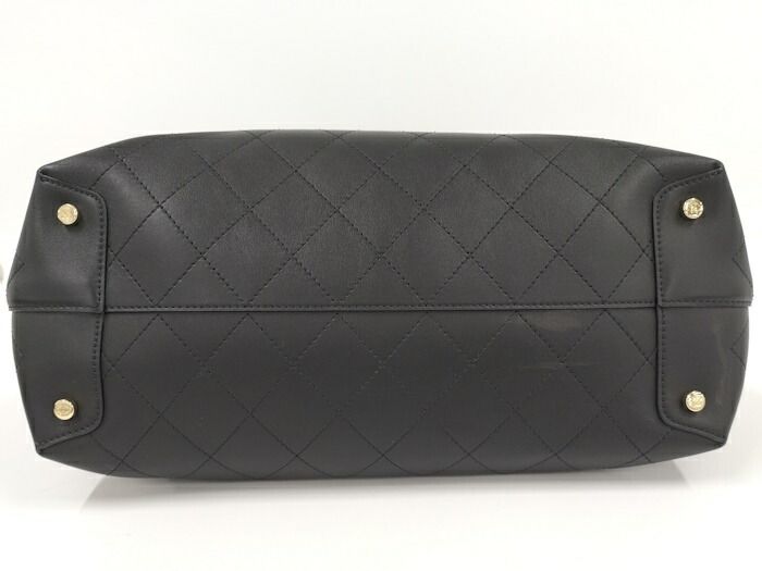 Chanel 2WAY Chain Tote Bag Coco Mark Leather Black As1434