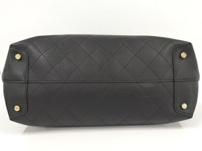 Chanel 2WAY Chain Tote Bag Coco Mark Leather Black As1434