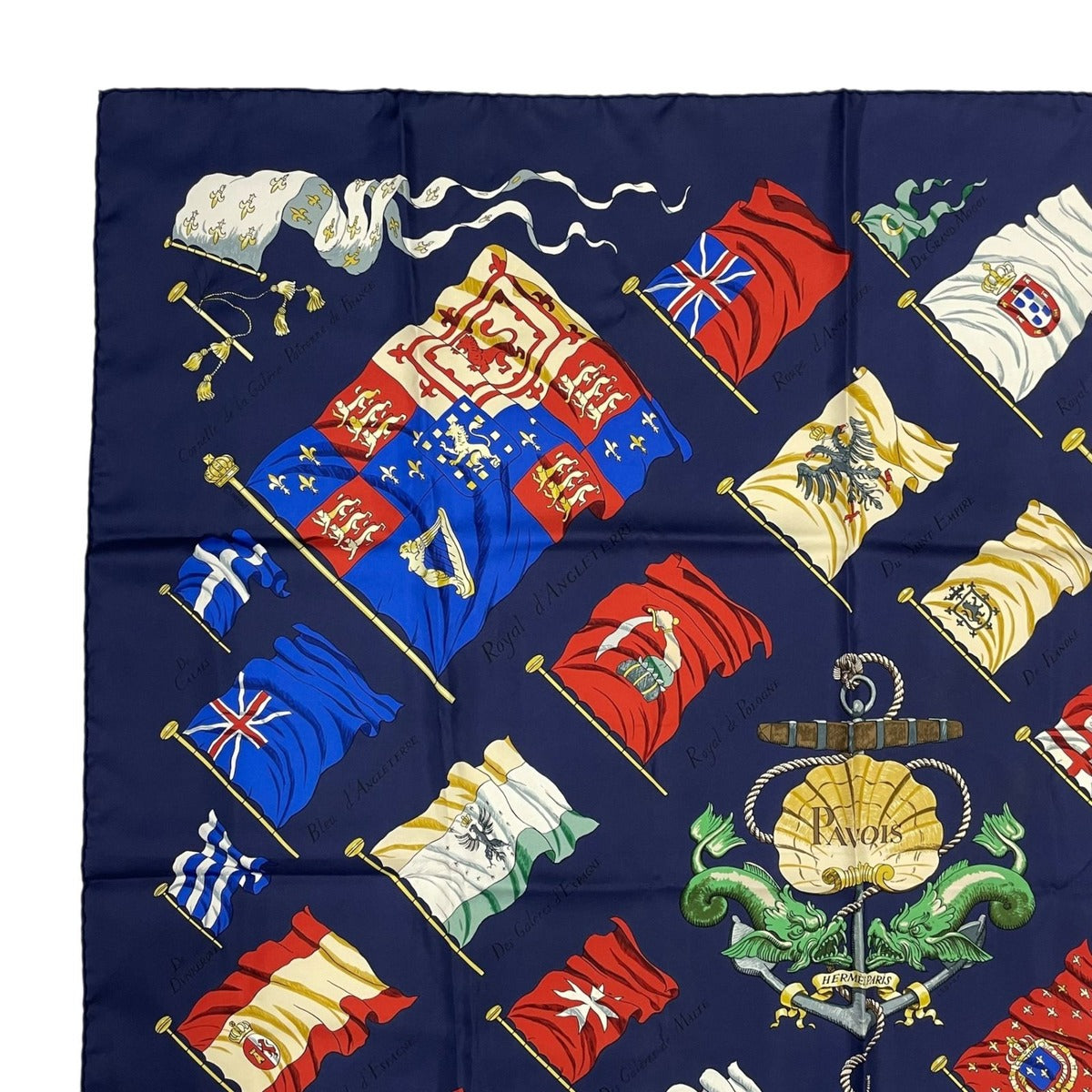 Hermes Carre 90 Pavois Flag Scarf Silk Navy — view 2