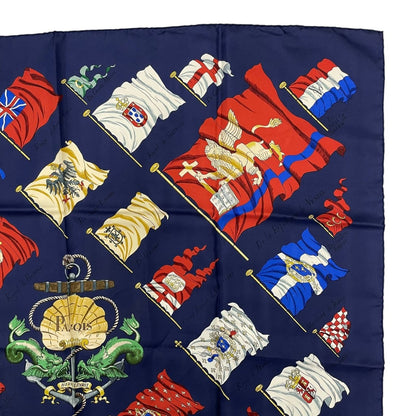 Hermes Carre 90 Pavois Flag Scarf Silk Navy — view 3