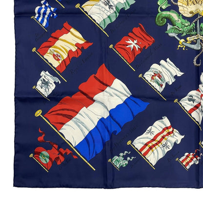 Hermes Carre 90 Pavois Flag Scarf Silk Navy — view 4