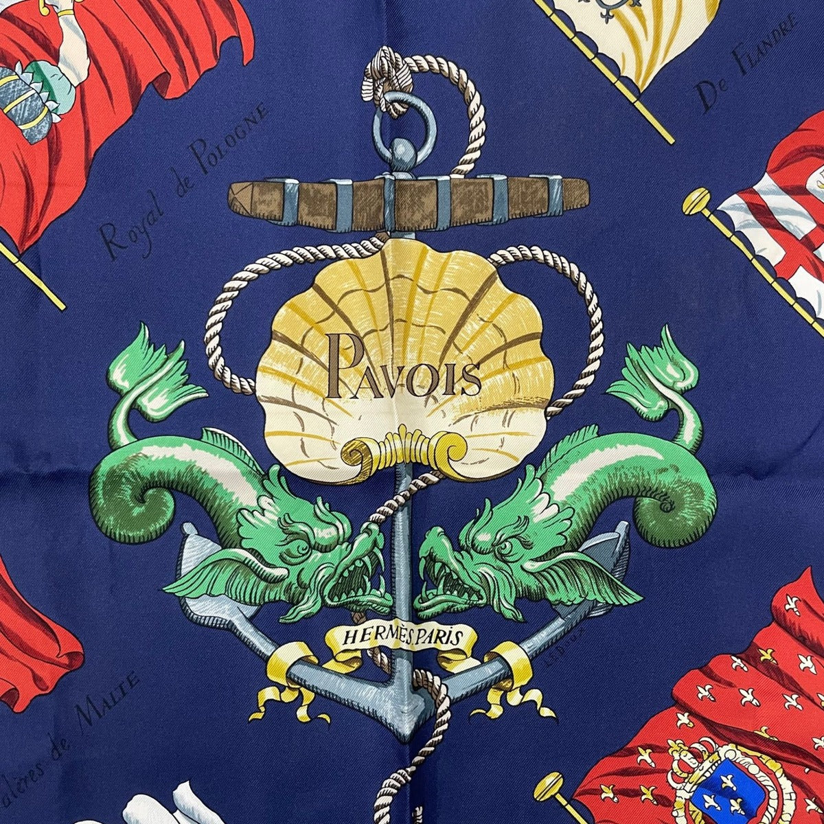 Hermes Carre 90 Pavois Flag Scarf Silk Navy — view 6