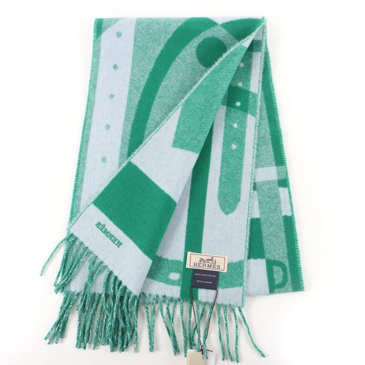 Hermes Workman Female Cashmeremuffler Steady Go Mint/ Bicolor Scarf — view 3