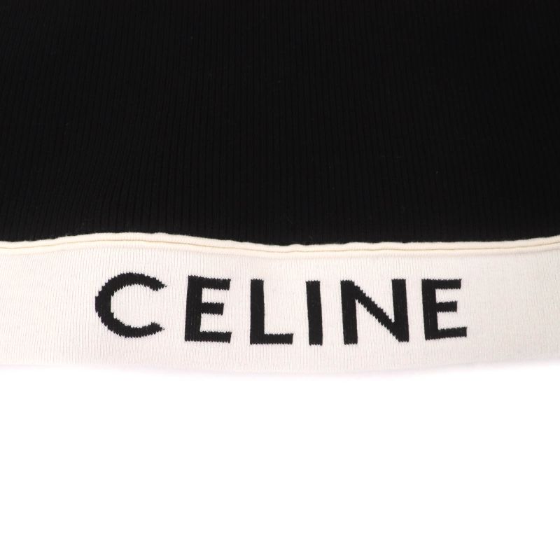 Celine 2a68l372n Athlete Bra / Mesh Logo Design Ascuff Tick Knit Black / Cream