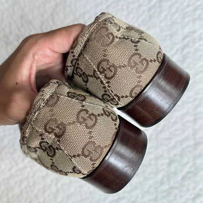 Gucci Horsebit Loafers GG Canvas Sherry Line 37 24cm (9.45in) Women's Brown