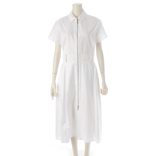 Hermes Cotton Zip Up Mosaic Shirt Dress White 36