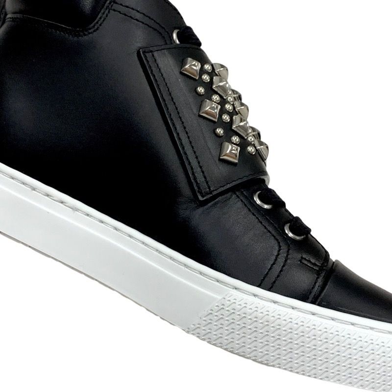 Hermes Hanky ​​sneakers Shoes Leather Black Silver Unused Studded High Cut