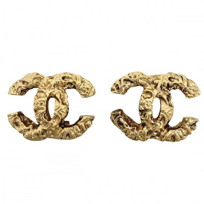 Chanel Earrings Magma Lava CC Logo Gold Plated