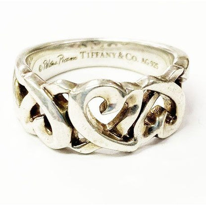Tiffany & Co Triple Loving Heart Ring No 12 Silver Pinky
