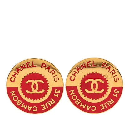 Chanel CC Logo 31 Rue Cambon Paris Gold Red Plated