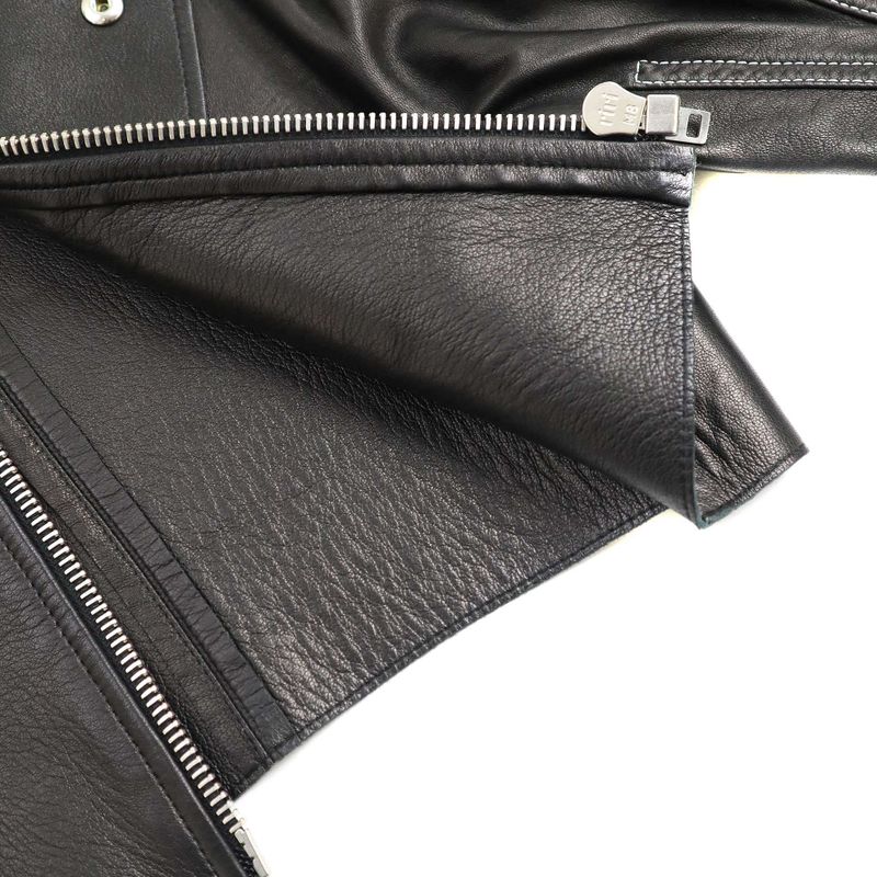 Celine by Phoebe Philo 16ss Puff Sleeve Leather Biker Jacket 2 5r58 6987 Black