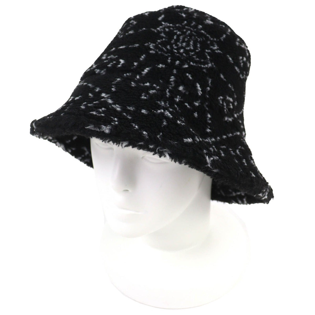 Chanel CC Logo All Over Pattern Pile Bucket Hat Black