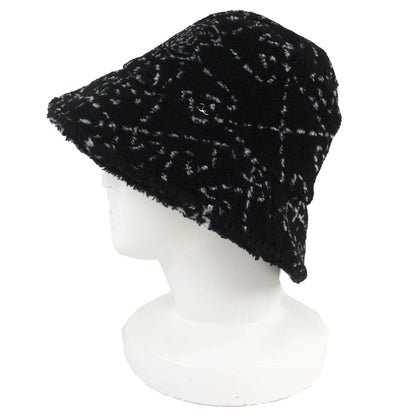 Chanel CC Logo All Over Pattern Pile Bucket Hat Black — view 2