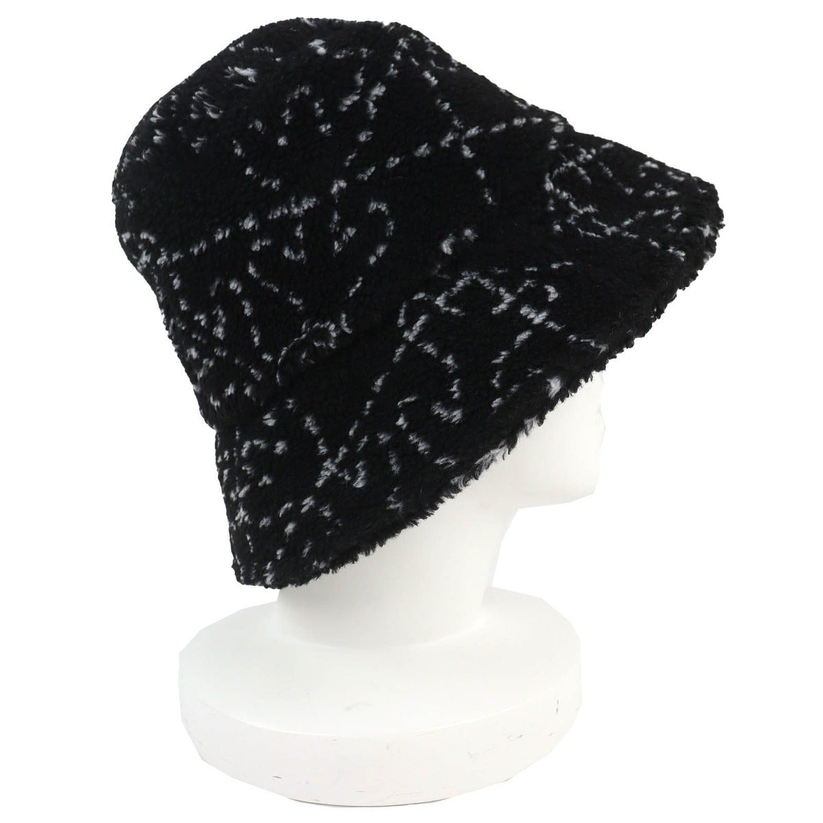 Chanel CC Logo All Over Pattern Pile Bucket Hat Black — view 3
