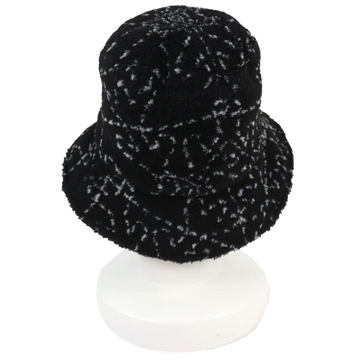 Chanel CC Logo All Over Pattern Pile Bucket Hat Black — view 4
