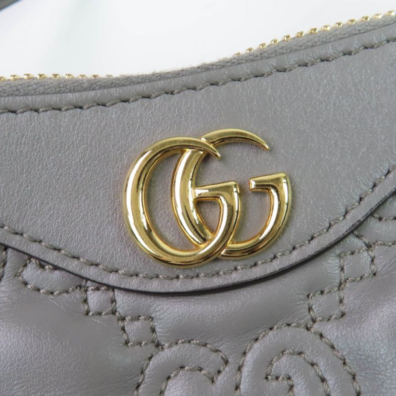 Gucci 735049 Ggmatelasse Leather 2WAY Handbag Shoulder Bag Grey Storage