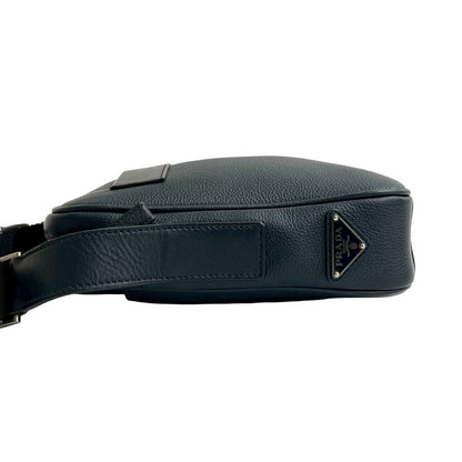 Prada Triangle Logo Nylon Leather Shoulder Bag — view 5