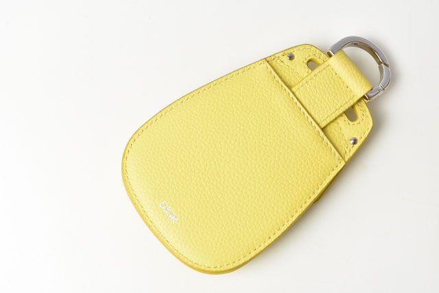 Dior Card Case Coin Case With Key Ring Mini Wallet With Saddle Bag Motif Yellow