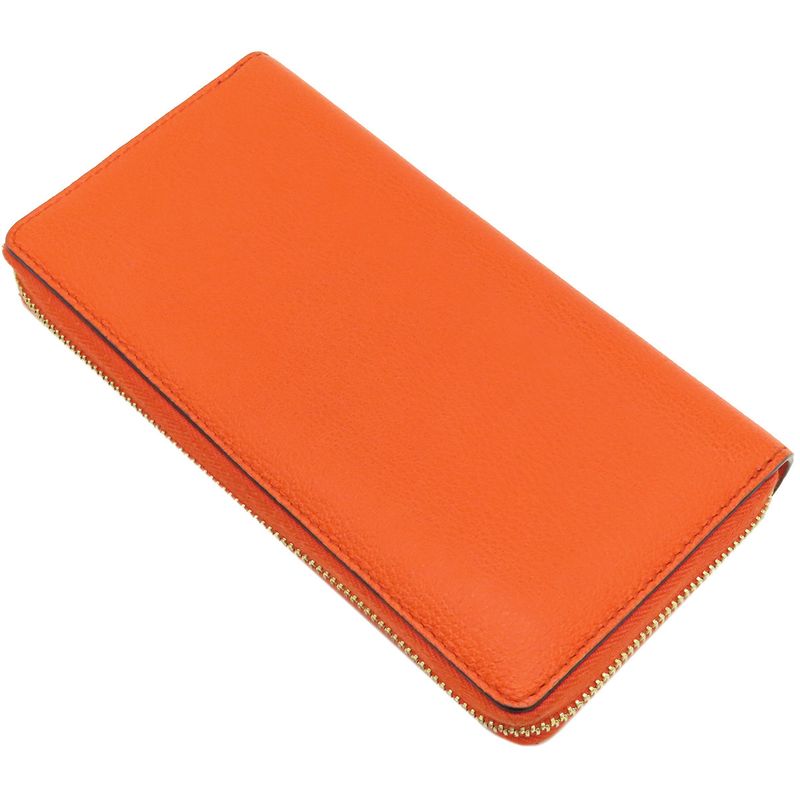 Gucci Long Wallet Logo Zip Around Wallet Leather Orange Gold Hardware Round