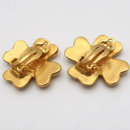 Chanel Earring Clover Quatrefoil Coco Mark Gold Color 95P Accessories