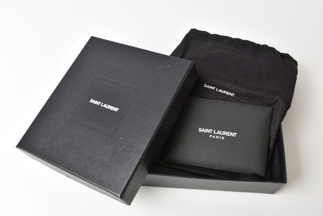 Unused Saint Laurent Mini Wallet Fold Wallet 403723 Asphalt