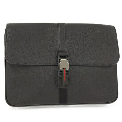 Gucci Business Case Clutch Bag Leather Black