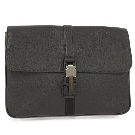 Gucci Business Case Clutch Bag Leather Black