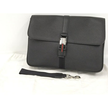 Gucci Business Case Clutch Bag Leather Black — view 10