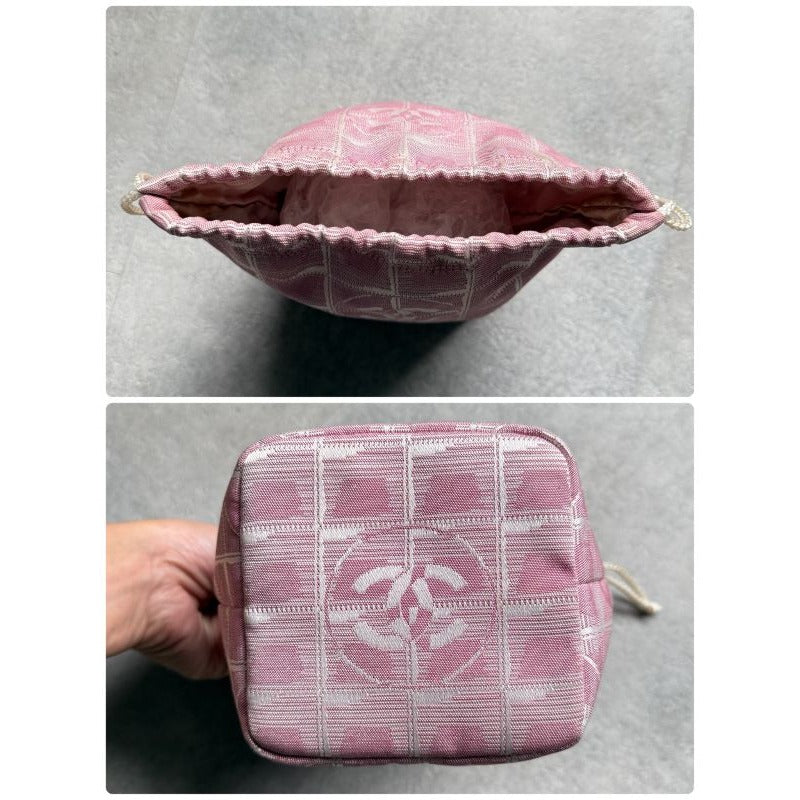 Chanel Draw String Pouch New Travel Line Nylon Pink Bag Handbag — view 8