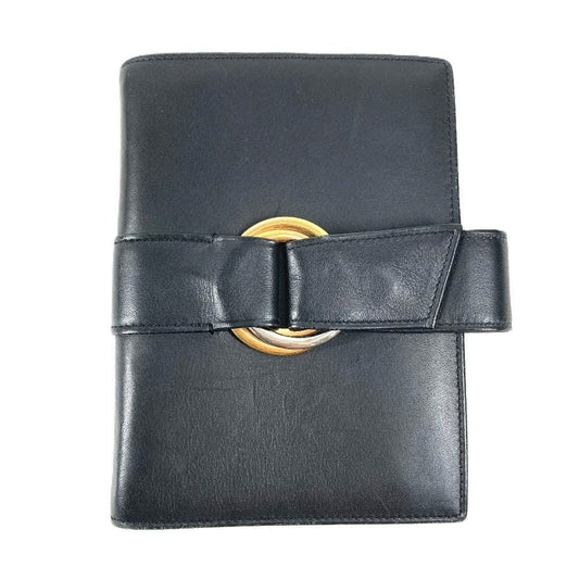Cartier Notebook Cover Trinity Logo Leather Black Agenda
